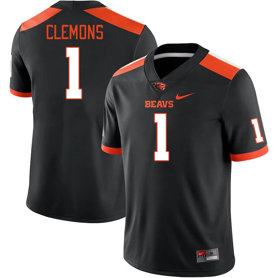 Men #1 Darrius Clemons Oregon State Beavers College Football Jerseys Stitched-Black